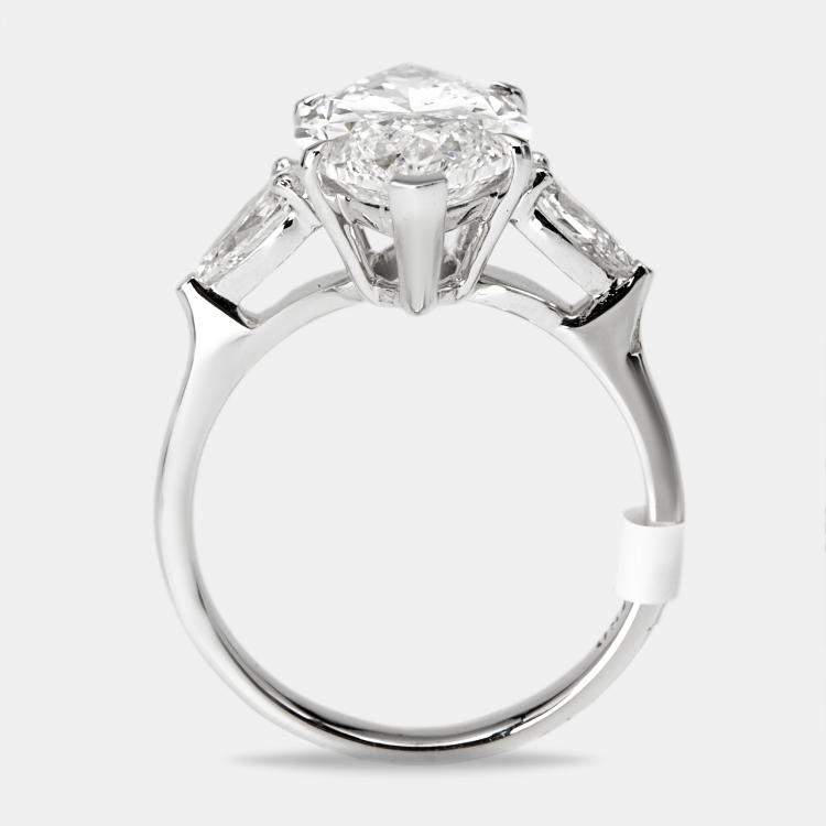 Pre Owned 5.5 cts Marquise and Pear Lab Grown Diamonds 18k White Gold Ring Size 51
