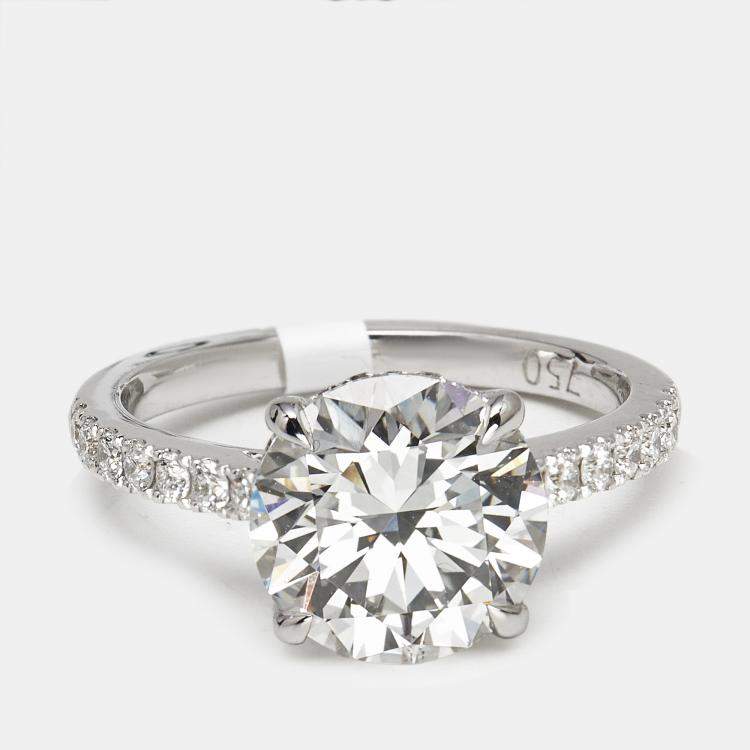 Pre Owned 3.25 cts Round Brilliant Lab Grown Diamond 18k White Gold Ring Size 51