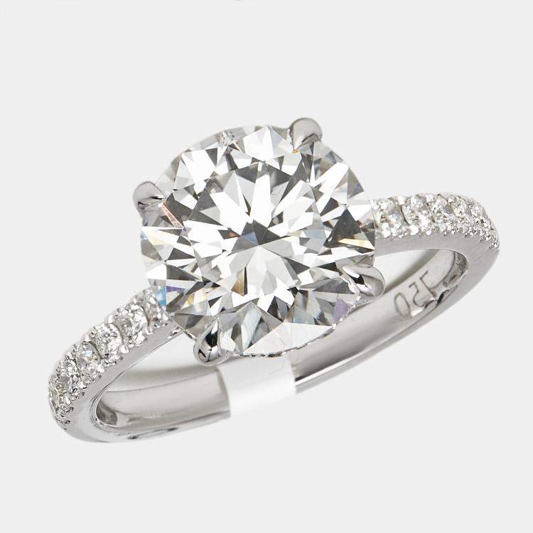 Pre Owned 3.25 cts Round Brilliant Lab Grown Diamond 18k White Gold Ring Size 51