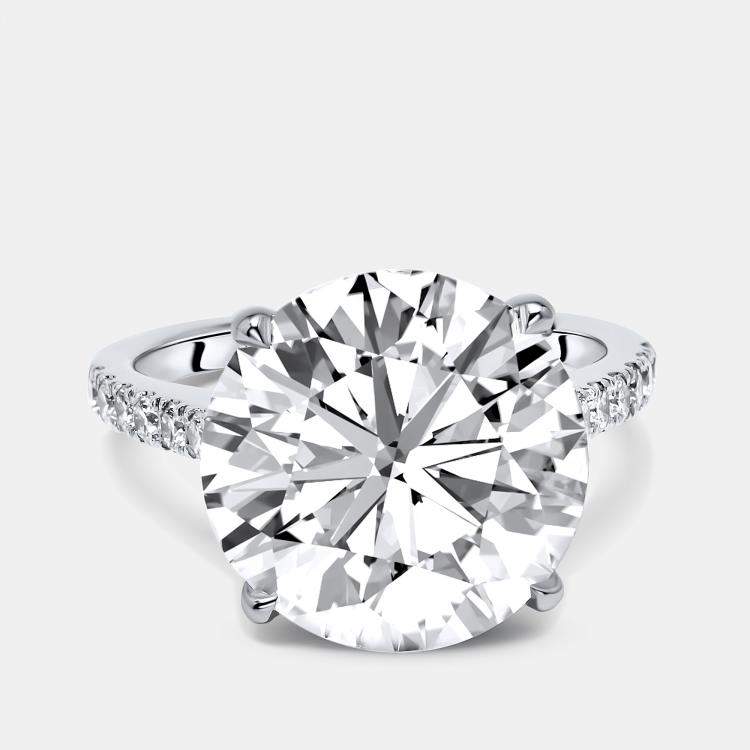 Pre Owned 8.47 cts Round Brilliant Lab Grown Diamond 18k White Gold Ring Size 52