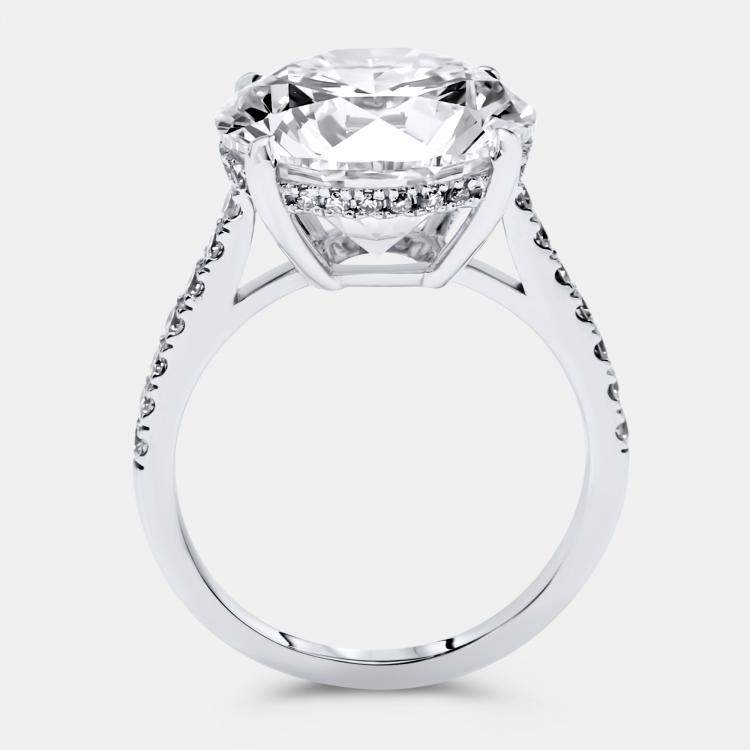 Pre Owned 8.47 cts Round Brilliant Lab Grown Diamond 18k White Gold Ring Size 52