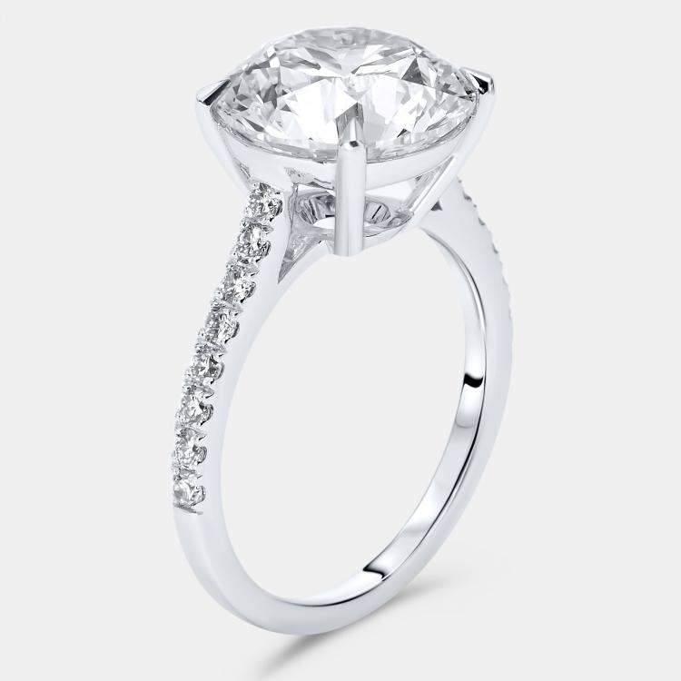 Pre Owned 5.3 cts Round Lab Grown Diamond 18k White Gold Ring Size 52