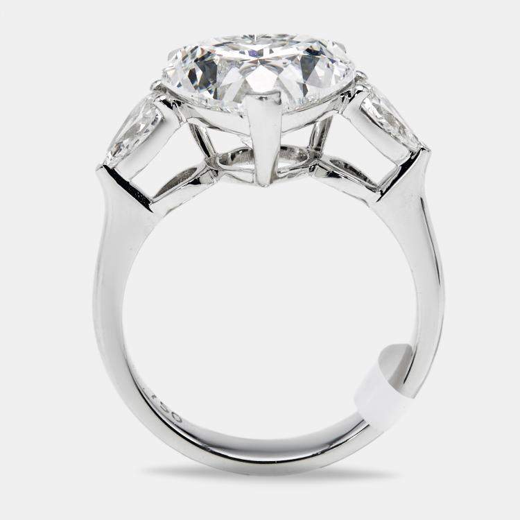Pre Owned 4.5 cts Heart and Pear Lab Grown Diamond 18k White Gold Ring Size 52