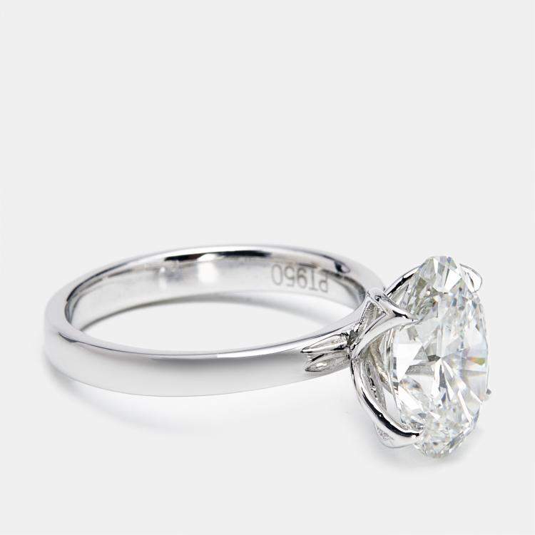 Pre Owned 3.5 cts Oval Brilliant Lab Grown Diamond 18k White Gold Ring Size 52