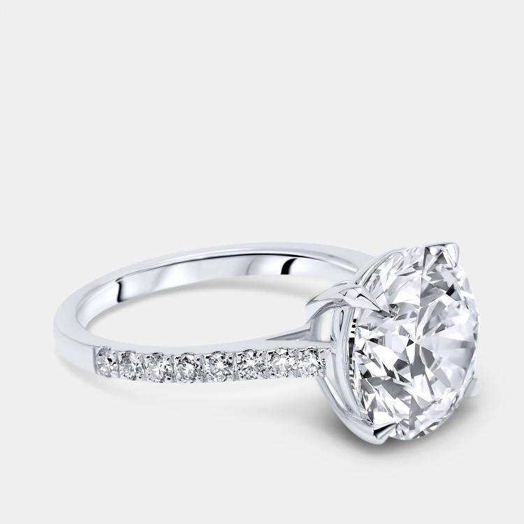 Pre Owned 5.3 cts Round Lab Grown Diamond 18k White Gold Ring Size 53