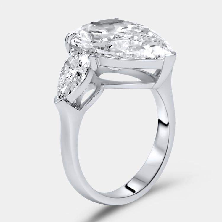 Pre Owned 7.7 cts Pear Brilliant Lab Grown Diamond 18k White Gold Ring Size 53