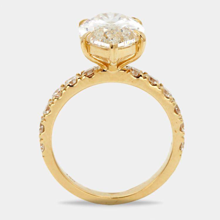 Pre Owned 5.80 cts Marquise Cut Lab Grown Diamond 18k Yellow Gold Ring Size 52