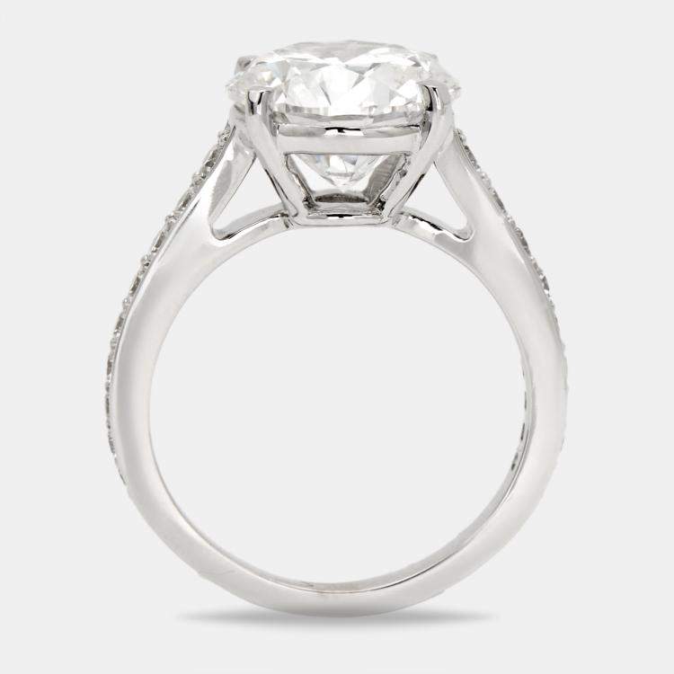 Pre Owned 5.5 cts Round Cut Lab Grown Diamond 18k White Gold Ring Size 52
