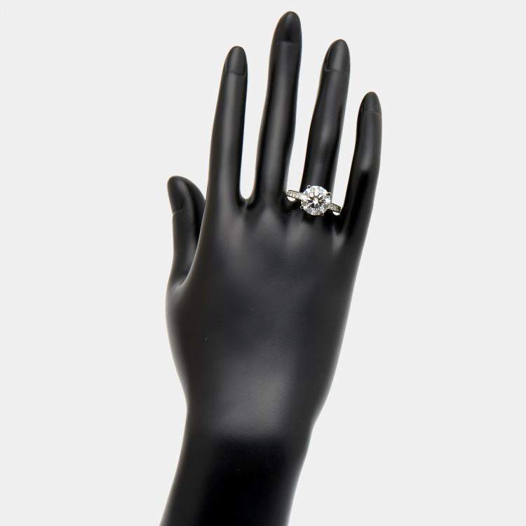Pre Owned 5.5 cts Round Cut Lab Grown Diamond 18k White Gold Ring Size 52