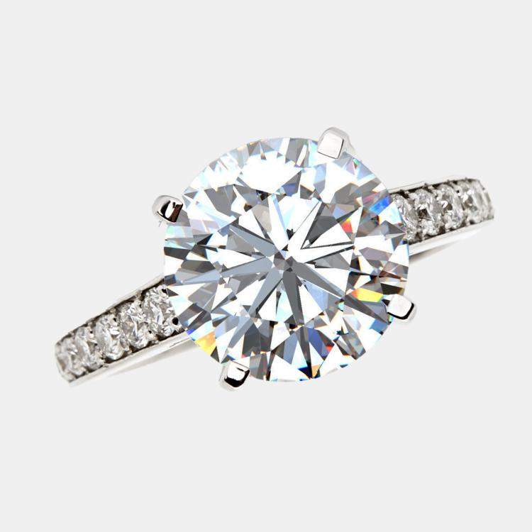 Pre Owned 5.5 cts Round Cut Lab Grown Diamond 18k White Gold Ring Size 52