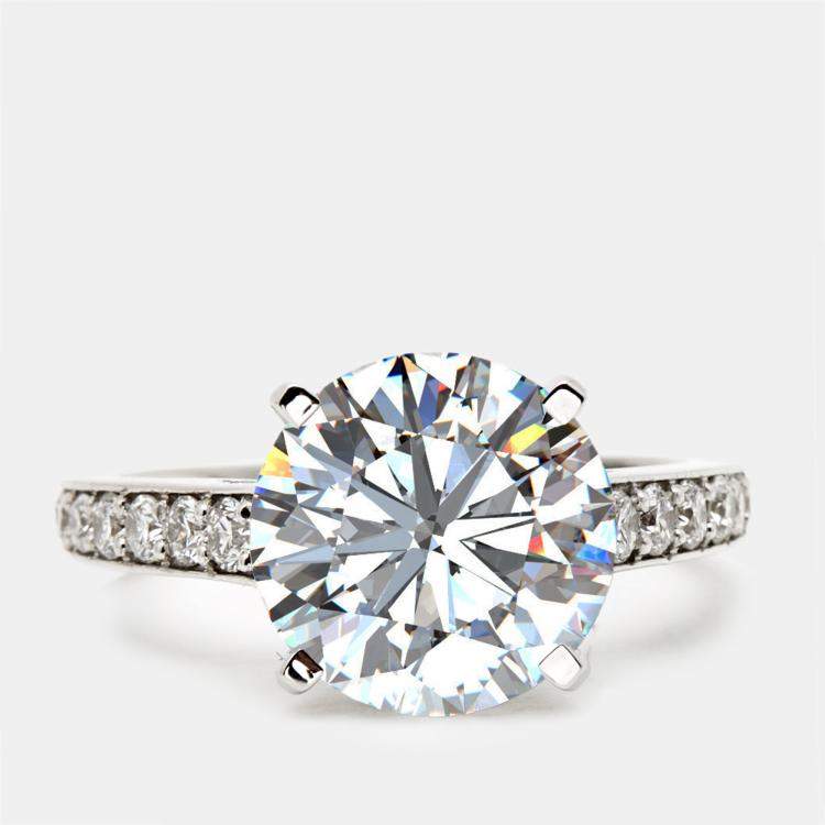 Pre Owned 5.5 cts Round Cut Lab Grown Diamond 18k White Gold Ring Size 52