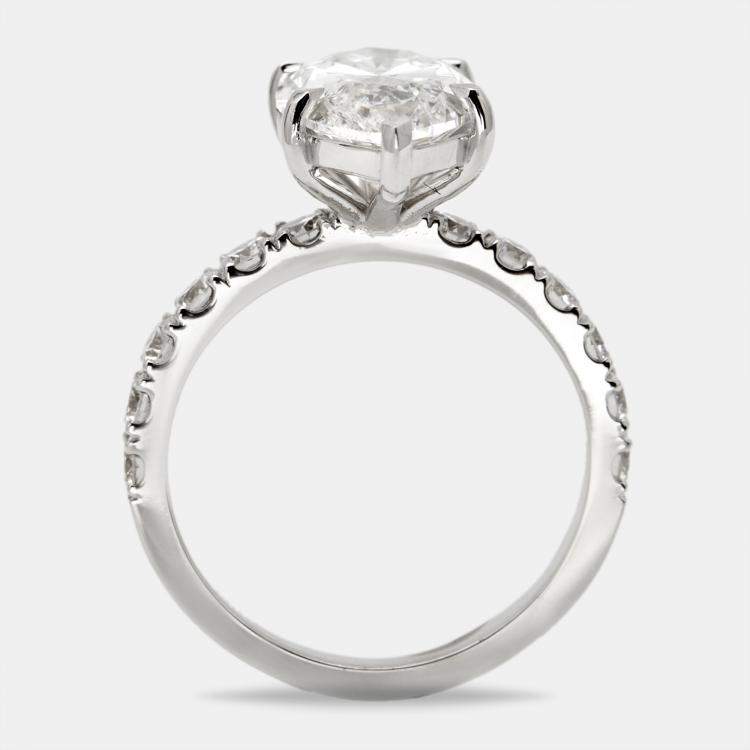 Pre Owned 5.9 cts Marquise Cut Lab Grown Diamond 18k White Gold Ring Size 52