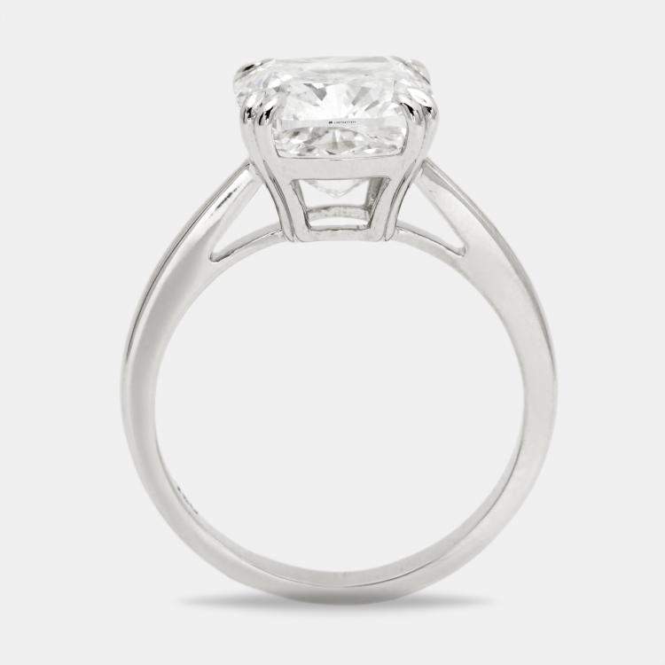 Pre Owned 5 cts Cushion Cut Lab Grown Diamond 18k White Gold Ring Size 52