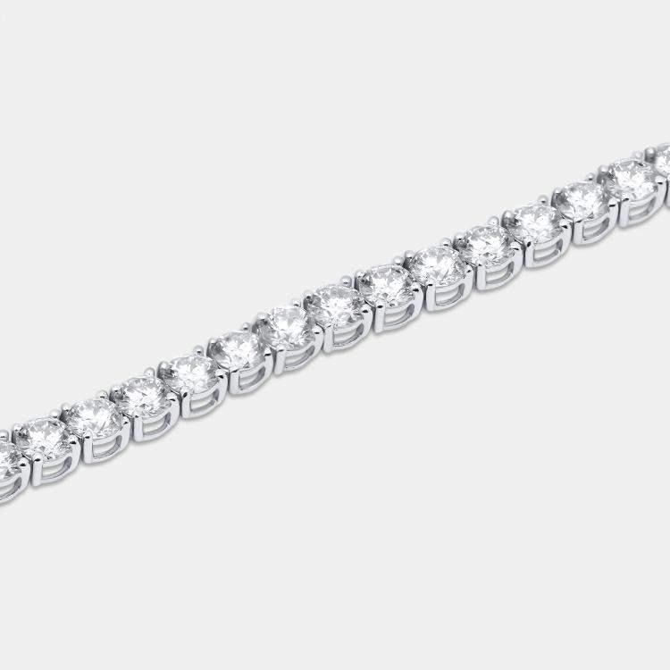 Pre Owned 10 cts Round Cut Lab Grown Diamond 14k White Gold Bracelet