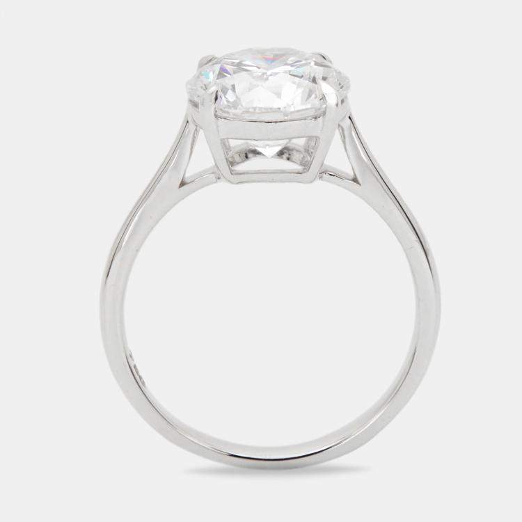 Pre Owned 3.15 cts Round Brilliant Lab Grown Diamond 18k White Gold Ring Size 52