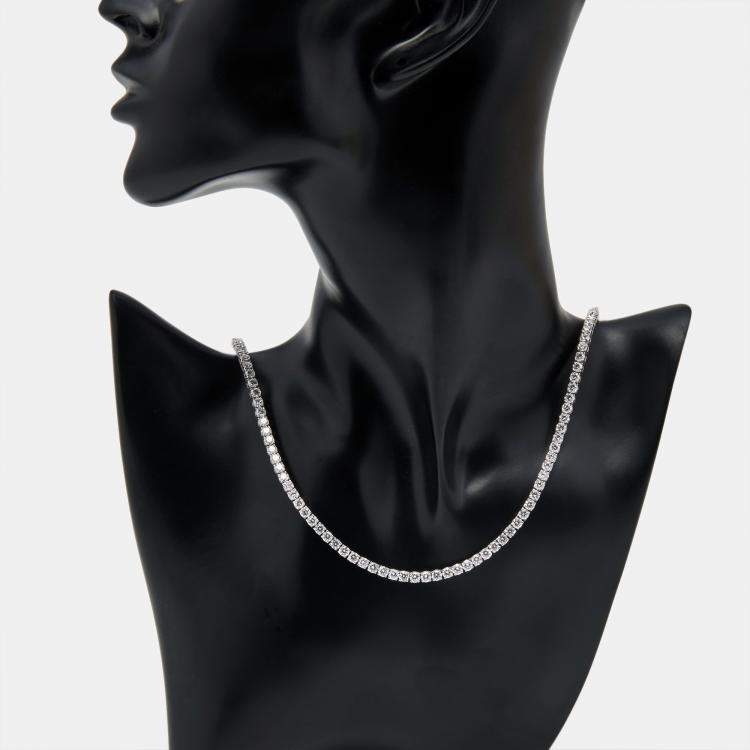 Pre Owned 13.50 cts Round Lab Grown Diamond 18k White Gold Necklace