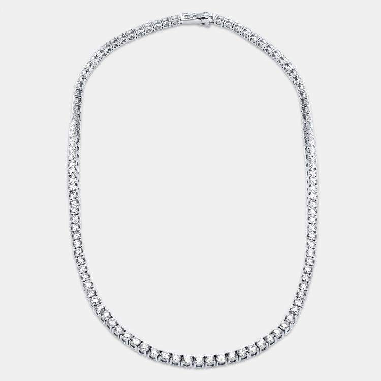 Pre Owned 26 cts Round Lab Grown Diamond 18k White Gold Necklace