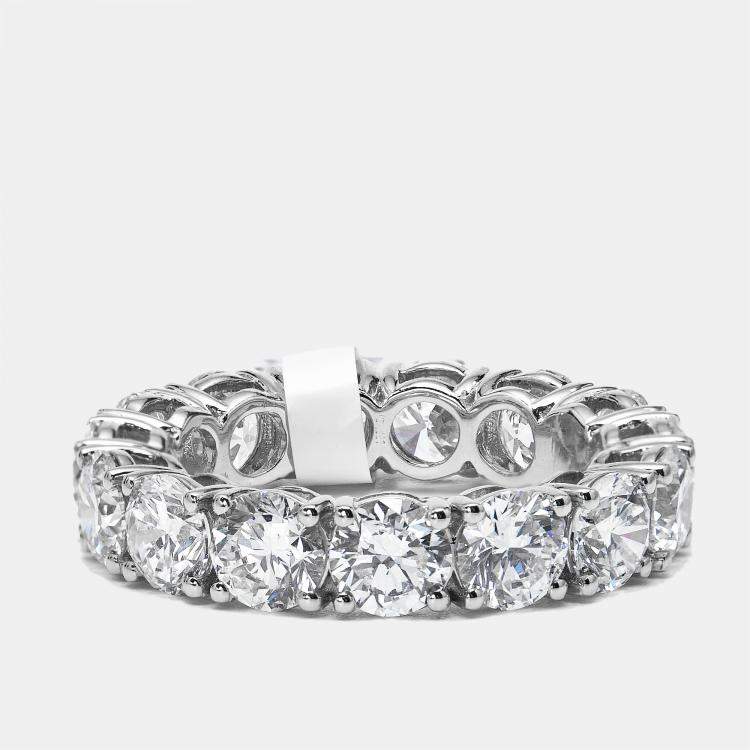 Pre Owned 6 cts Round Brilliant Lab Grown Diamonds 18k White Gold Eternity Band Ring Size 52