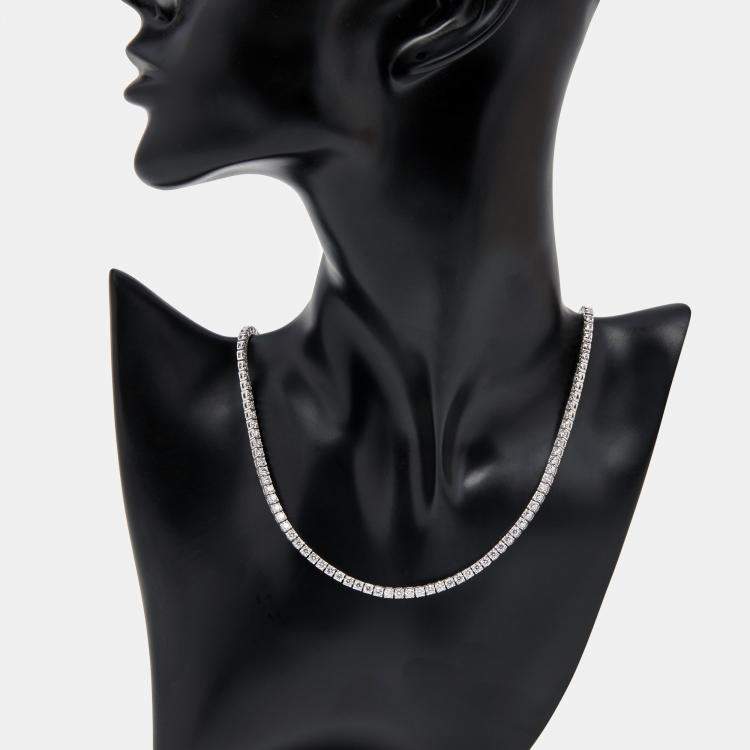 Pre Owned 10.00 cts Round Lab Grown Diamonds 18k White Gold Tennis Necklace