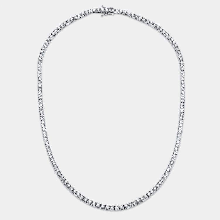 Pre Owned 10.00 cts Round Lab Grown Diamonds 18k White Gold Tennis Necklace