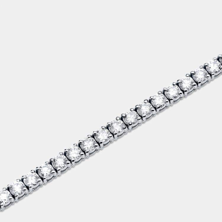 Pre Owned 10.00 cts Round Lab Grown Diamonds 18k White Gold Tennis Necklace