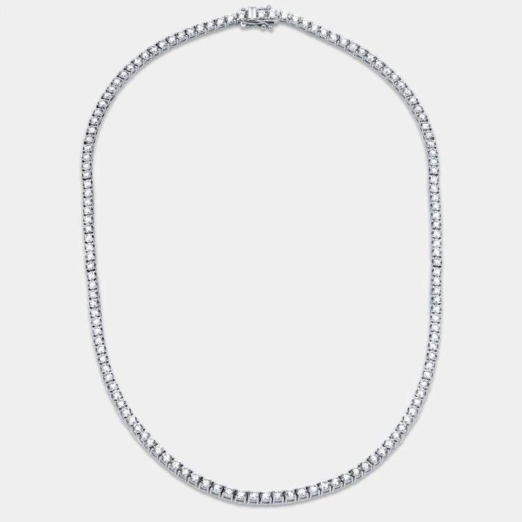 Pre Owned 13.00 cts Round Lab Grown Diamonds 18k White Gold Tennis Necklace