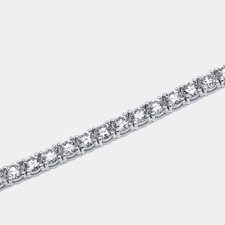 Pre Owned 30.00 cts Round Lab Grown Diamonds 18k White Gold Tennis Necklace