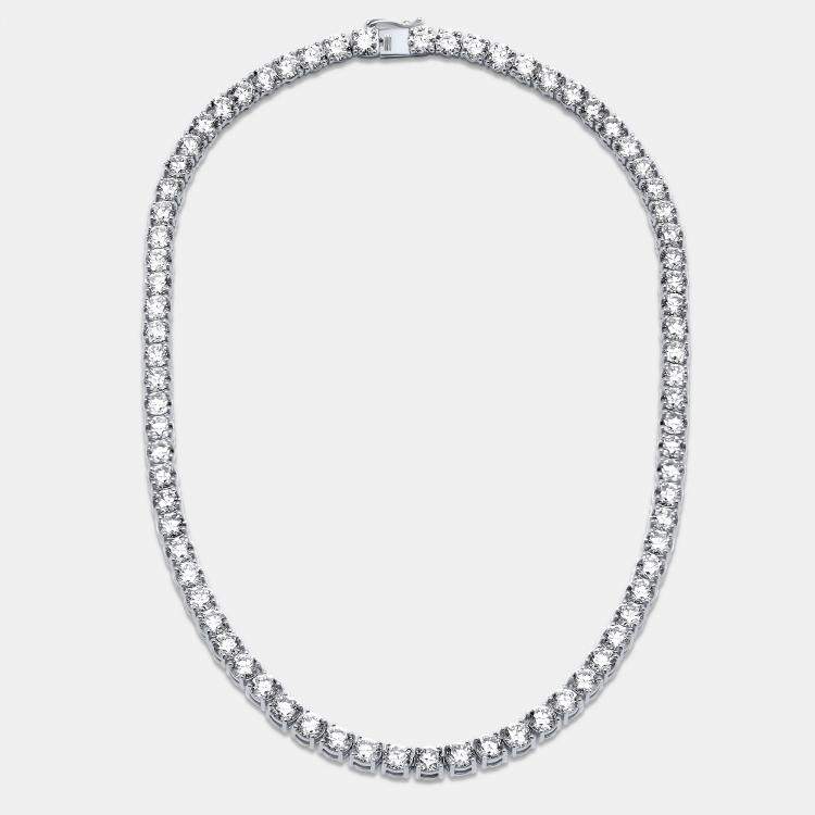 Pre Owned 40.00 cts Round Lab Grown Diamonds 18k White Gold Tennis Necklace