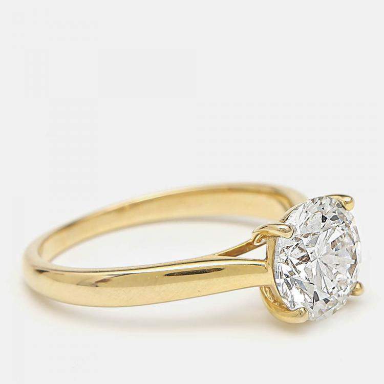 Pre Owned 2.00 cts Round Brilliant Cut 18k Yellow Gold Lab Grown Diamonds Ring Size 51