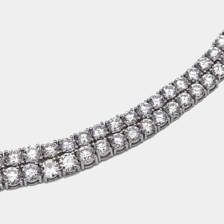 Pre Owned 42.8 Cts Pear Marquise Round 18K White Gold Lab Grown Diamonds Necklace