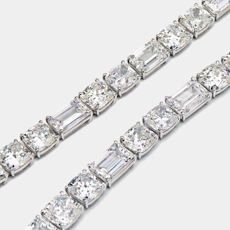 Pre Owned 207 Cts Round Emerald 18K White Gold Lab Grown Diamonds Necklace Set