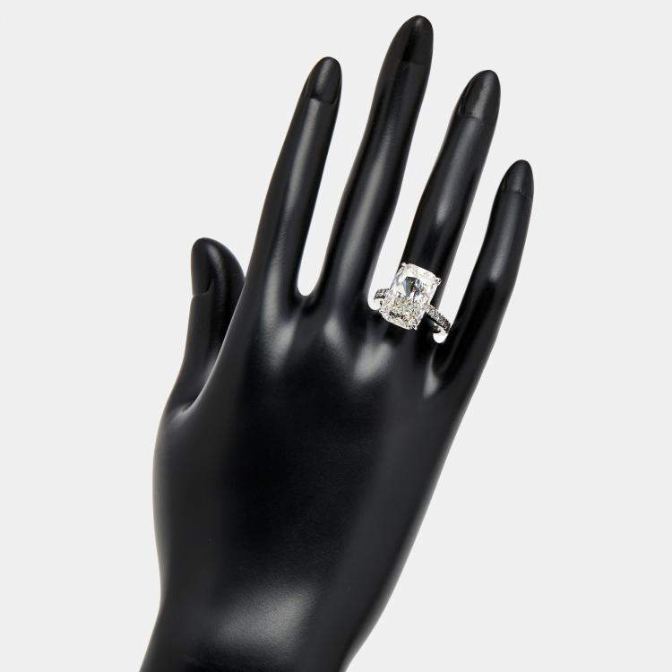 Pre Owned 10.50 cts Radiant and Round Lab Grown Diamonds 18k White Gold Ring Size 51