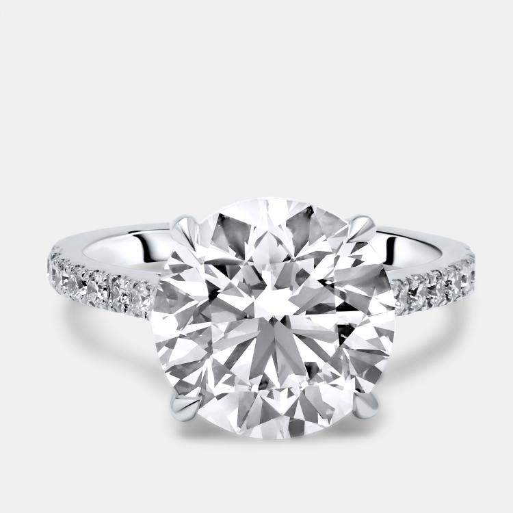 Pre Owned 3.30 cts Round Brilliant Lab Grown Diamonds 18k White Gold Ring Size 51