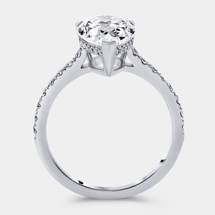 Pre Owned 3.25 cts Pear Brilliant and Round Lab Grown Diamonds 18k White Gold Ring Size 51
