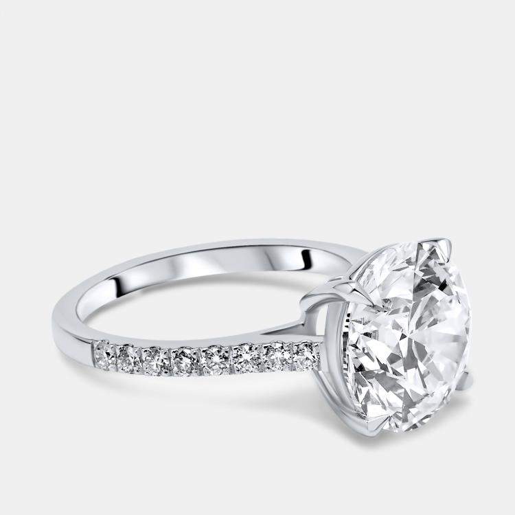 Pre Owned 3.30 cts Round Brilliant Lab Grown Diamonds 18k White Gold Ring Size 52
