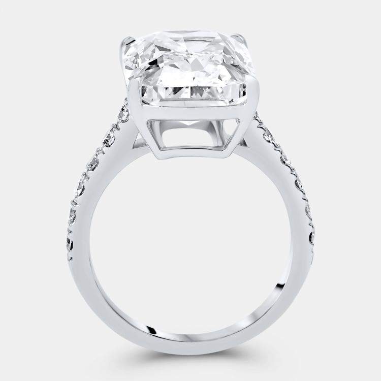 Pre Owned 10.50 cts Radiant and Round Lab Grown Diamonds 18k White Gold Ring Size 53