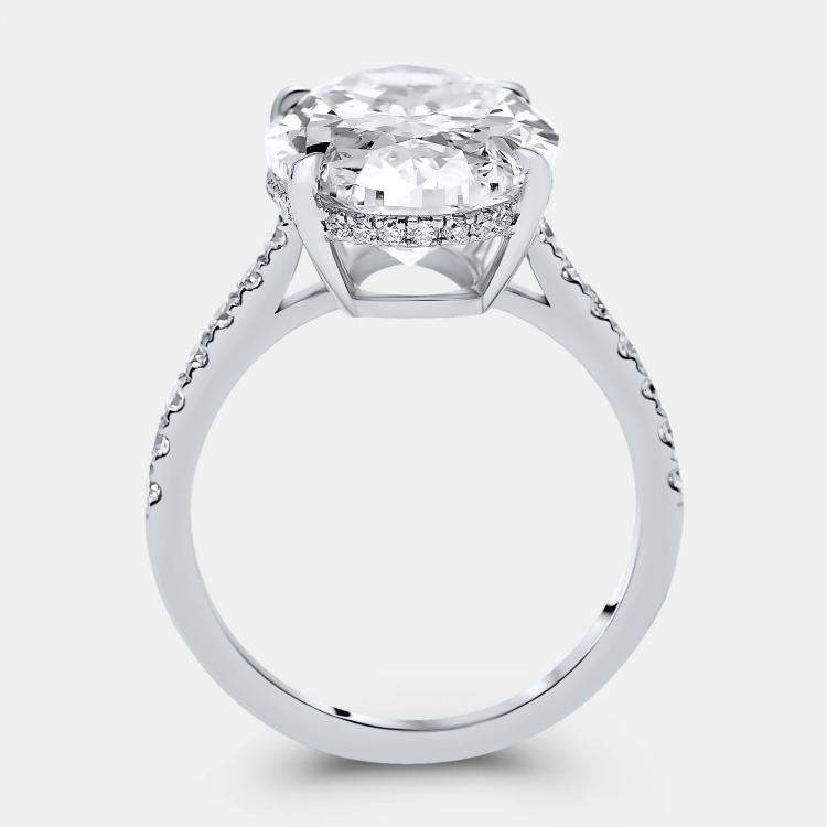 Pre Owned 8.40 cts Oval Brilliant and Round Lab Grown Diamonds 18k White Gold Ring Size 53