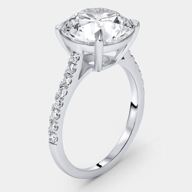 Pre Owned 3.30 cts Round Brilliant Lab Grown Diamonds 18k White Gold Ring Size 53