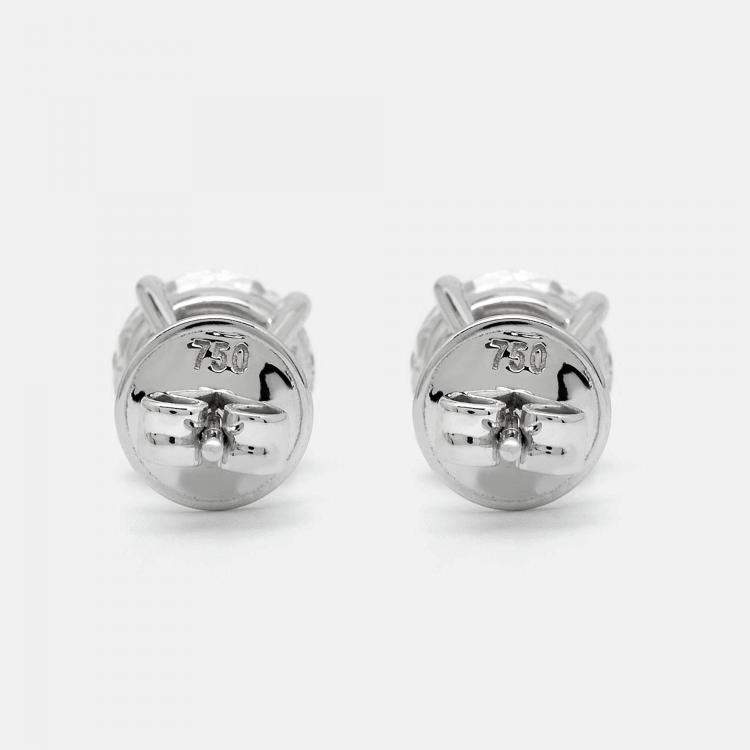 Pre Owned 2.00 cts Round Brilliant Cut 18k White Gold Lab Grown Diamonds Stud Earrings