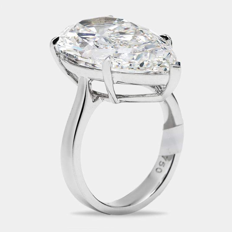 Pre Owned 4.00 cts Pear Brilliant Lab Grown Diamonds 18k White Gold Ring Size 56