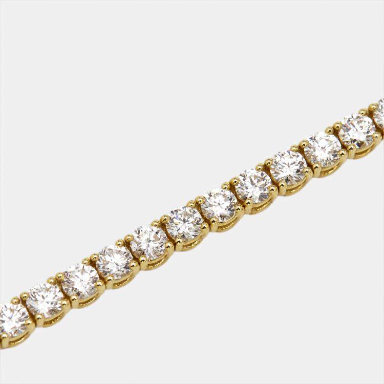 Pre Owned 3.50 cts Round Brilliant Lab Grown Diamonds 18k Yellow Gold Tennis Bracelet