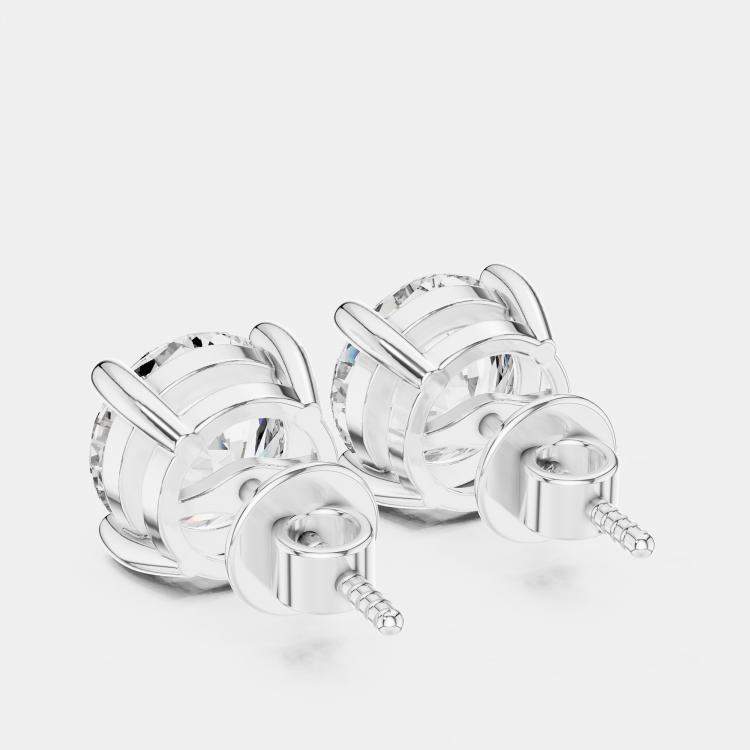 Pre Owned 4.00 cts Round Cut 18k White Gold Lab Grown Diamond Stud Earrings