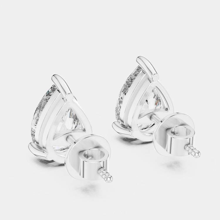 Pre Owned 4.00 cts Pear Cut 18k White Gold Lab Grown Diamond Stud Earrings