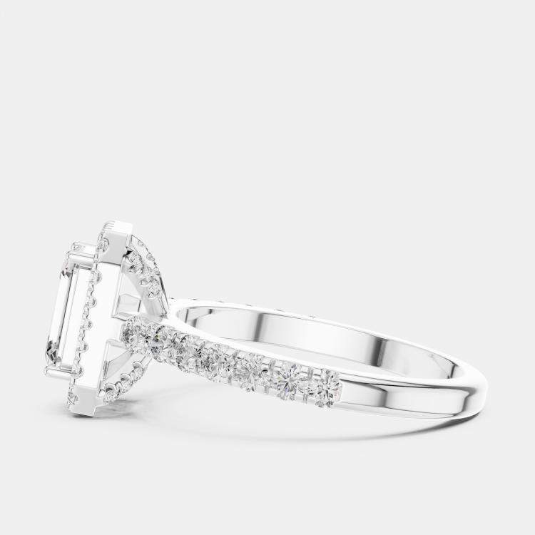 Pre Owned 1.65 cts Center Emerald Cut 18k White Gold Solitaire Lab Grown Diamond Ring Size 53