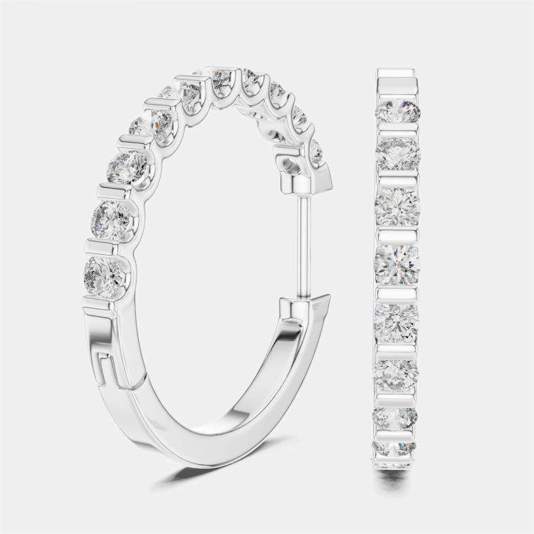 Pre Owned 0.60 ct Round Cut 18k White Gold Lab Grown Diamond Hoop Earrings