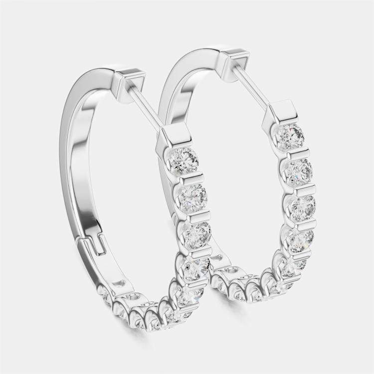 Pre Owned 0.60 ct Round Cut 18k White Gold Lab Grown Diamond Hoop Earrings