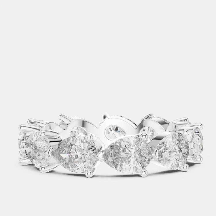 Pre Owned 3.00 cts Pear Cut 18k White Gold Lab Grown Diamond Ring Size 53