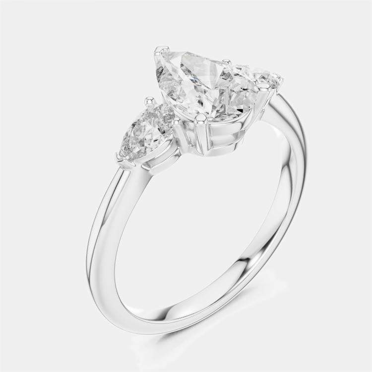 Pre Owned 1.50 ct Pear Cut 18k White Gold Lab Grown Diamond Ring Size 53