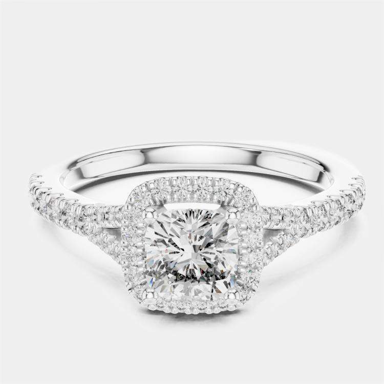 مملوكة مسبقًا 1.00 ct Round 18k White Gold Lab Grown Diamond Ring Size 53