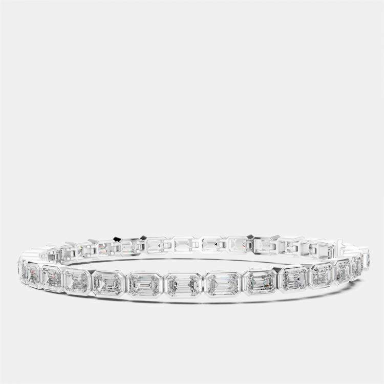 Pre Owned 9.00 ct Emerald Cut 18k White Gold Lab Grown Diamond Tennis Bracelet 16 cm